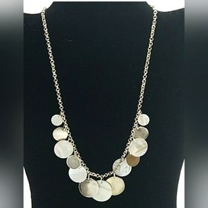 Mother of pearl Sterling SIlver Vintage boho style dangle bib